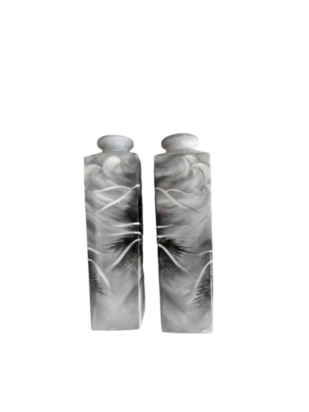 Noritake Gray & Black Dragon Motif Square Vases, Set of 2, One Size